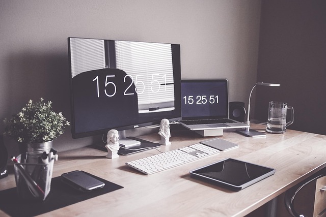 A stark, minimalist desk setup with concrete textures, reflecting focus and raw productivity.